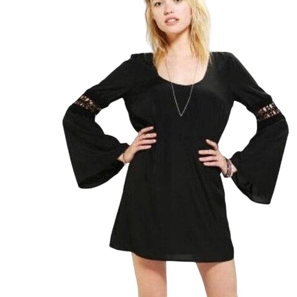 STONE COLD FOX Small Black Ninas Mini Dress Bell sleeve